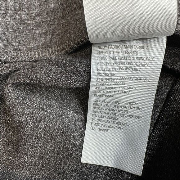 Logo Lounge Skinny Pants Sz Large Gray Pull On Stretch Soft Casual Lace Hem - Picture 4 of 12